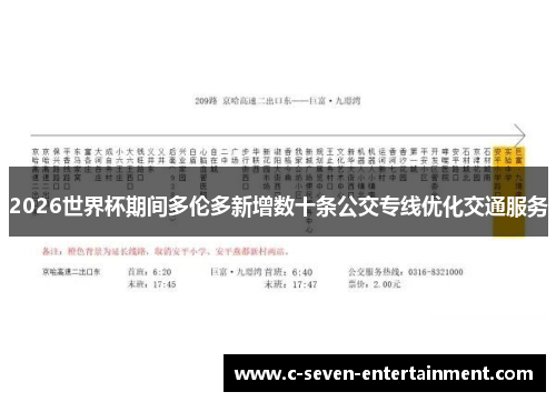 2026世界杯期间多伦多新增数十条公交专线优化交通服务 2026世界杯期间多伦多新增数十条公交专线优化交通服务